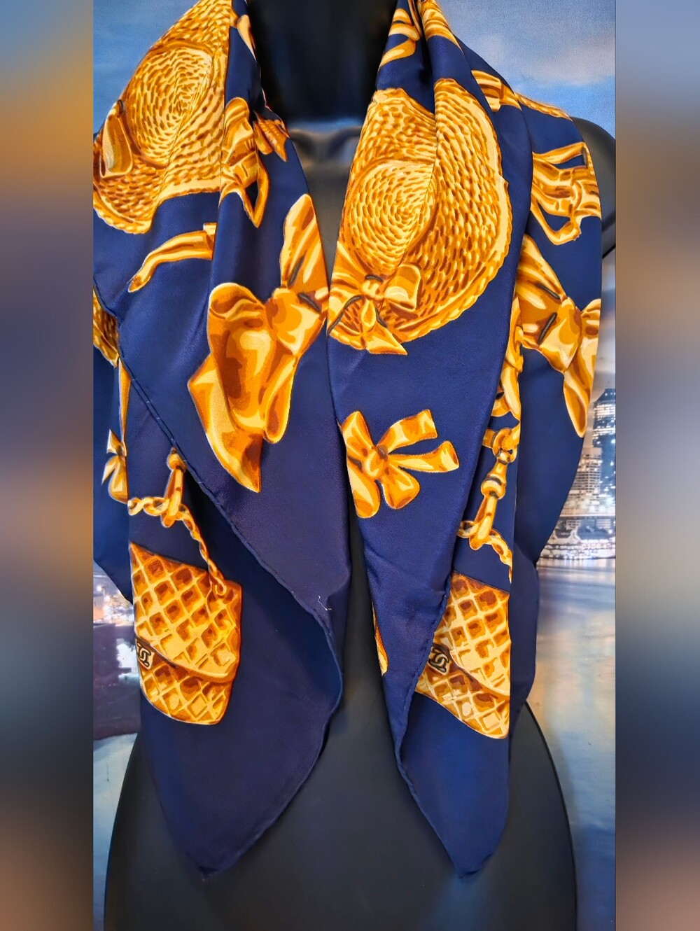 CHANEL Scarf Includes Decorative Box, Flower & Ribbons